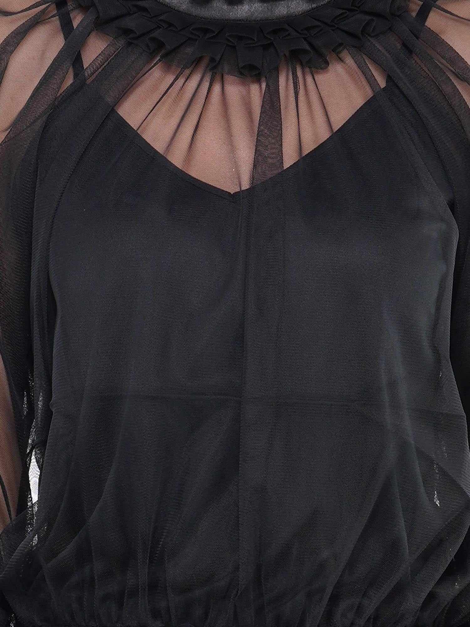 mesh black ish ruffles bodice