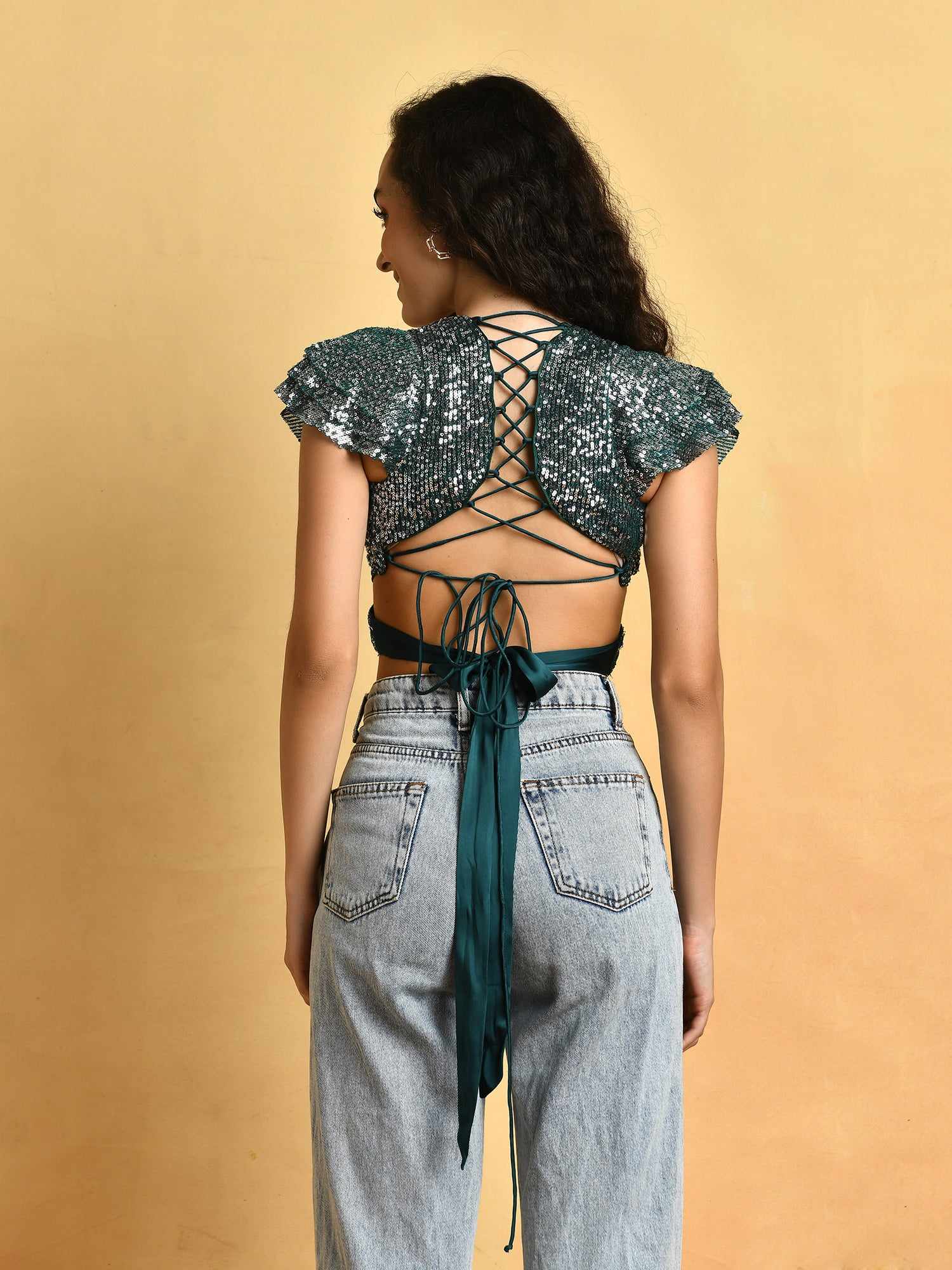 so pretty cut out sequins top