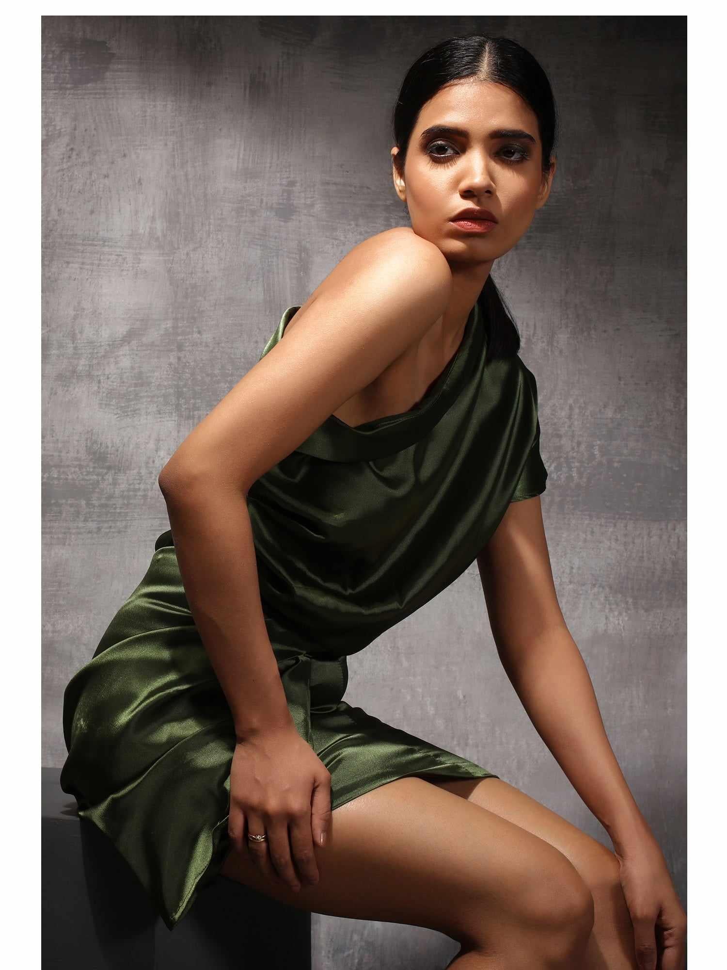 Shiny Satin Ruched Top