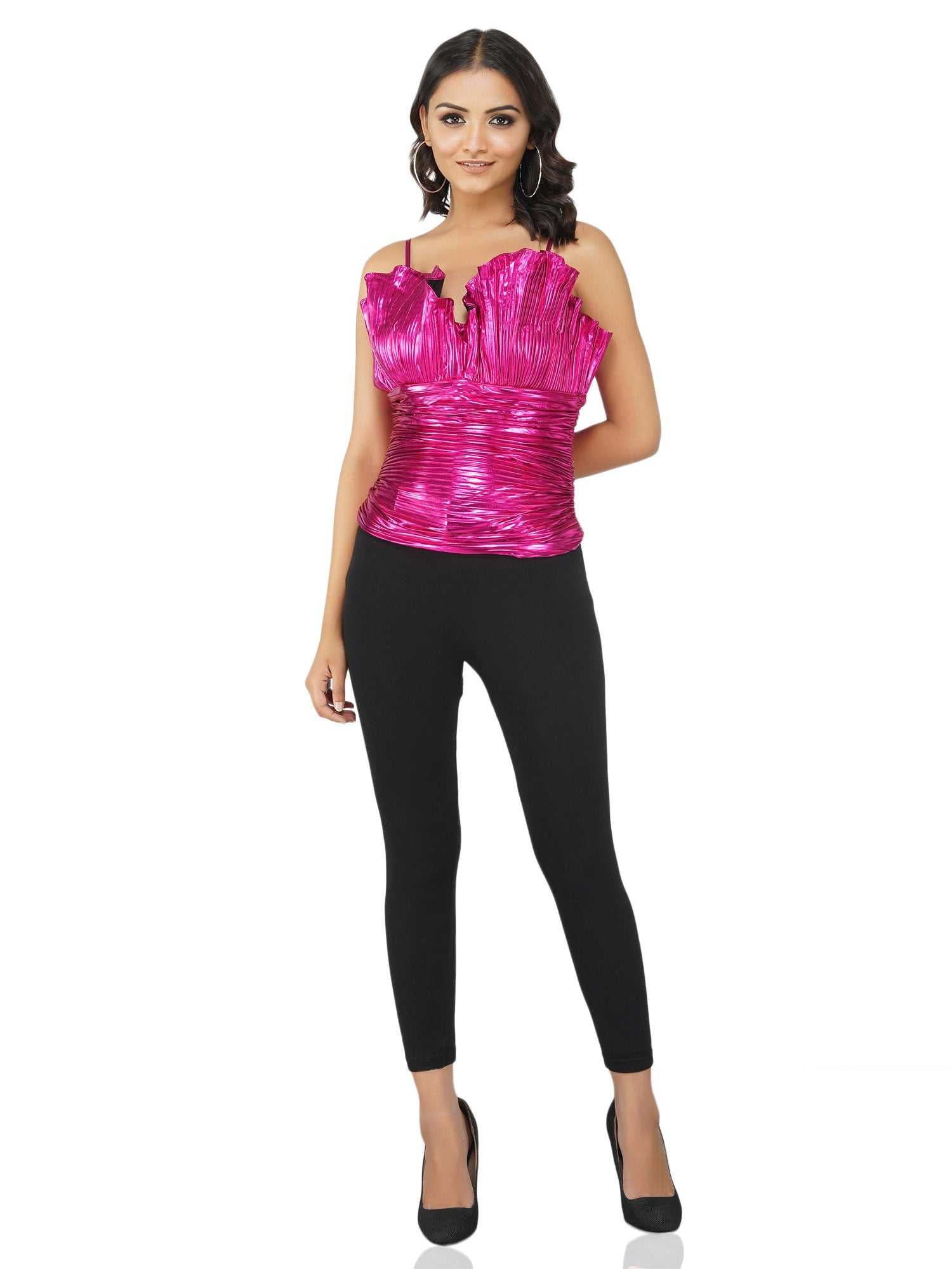 hot pink ruffled top