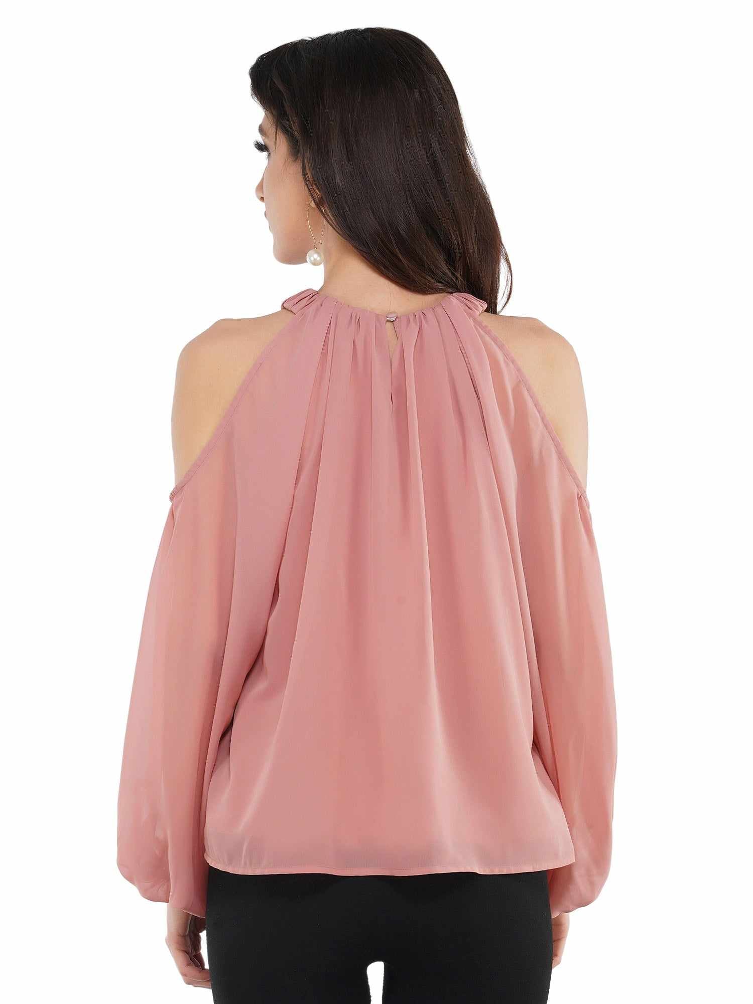 blush pink cold shoulder top