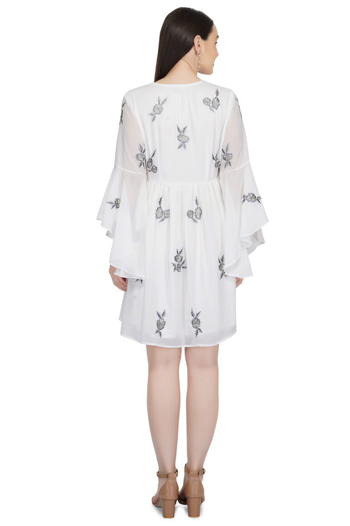 rose embroidery summer white mini
