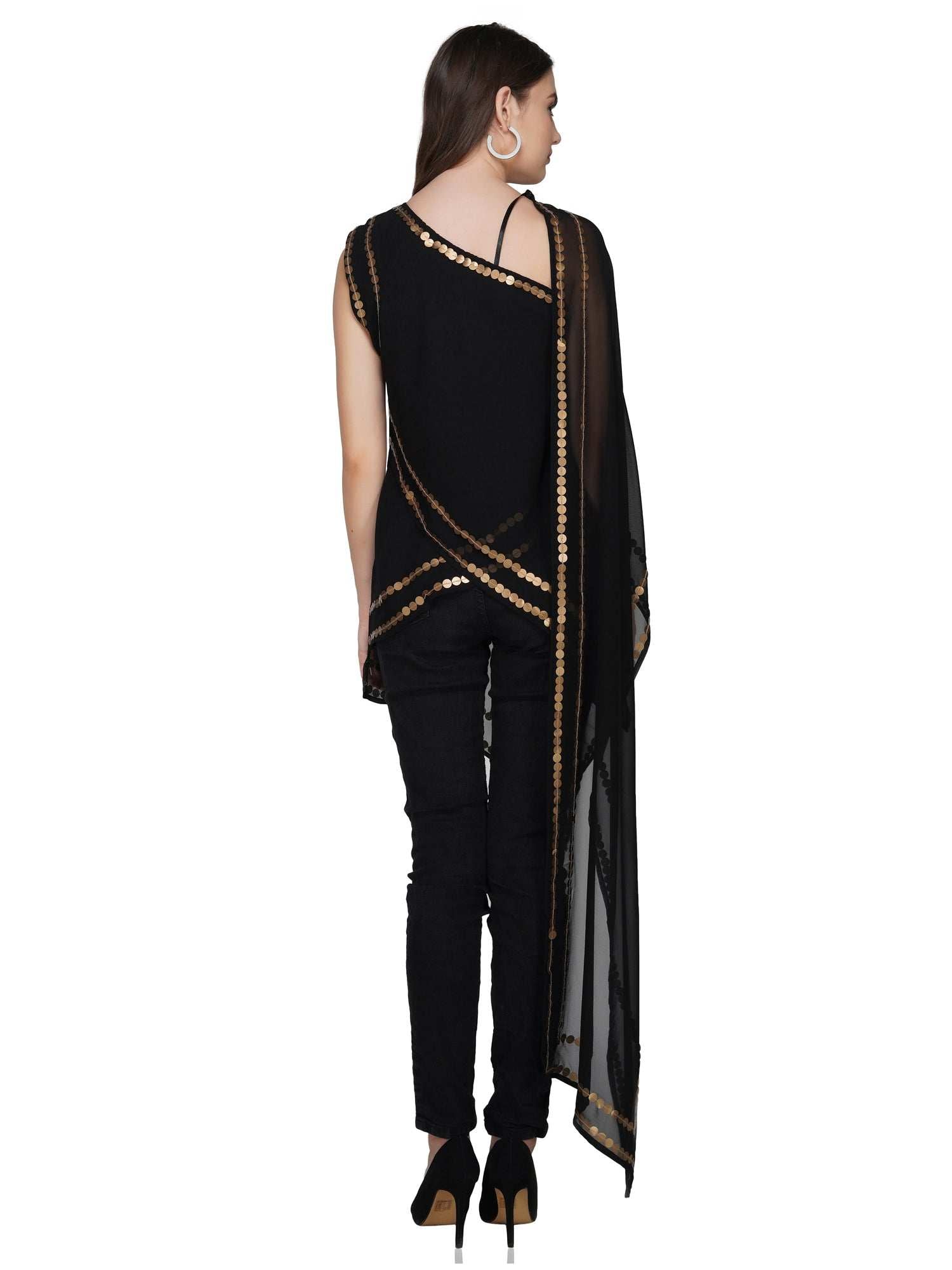 embellished border long top with pants