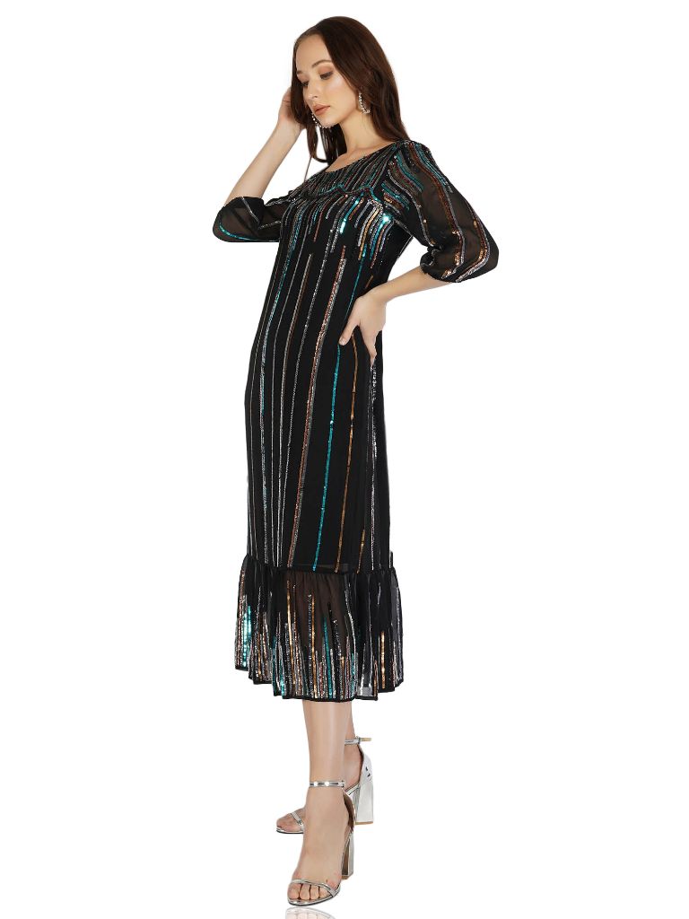sequin stripes midi dresses gurgaon