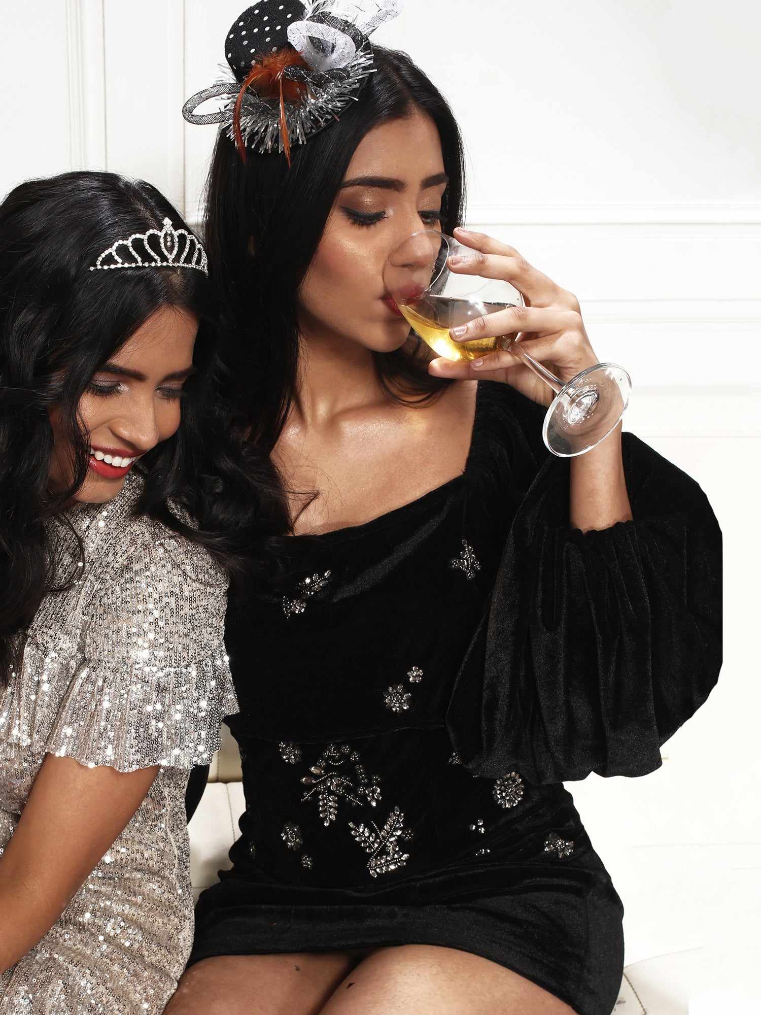 hazel embellished velvet mini dress