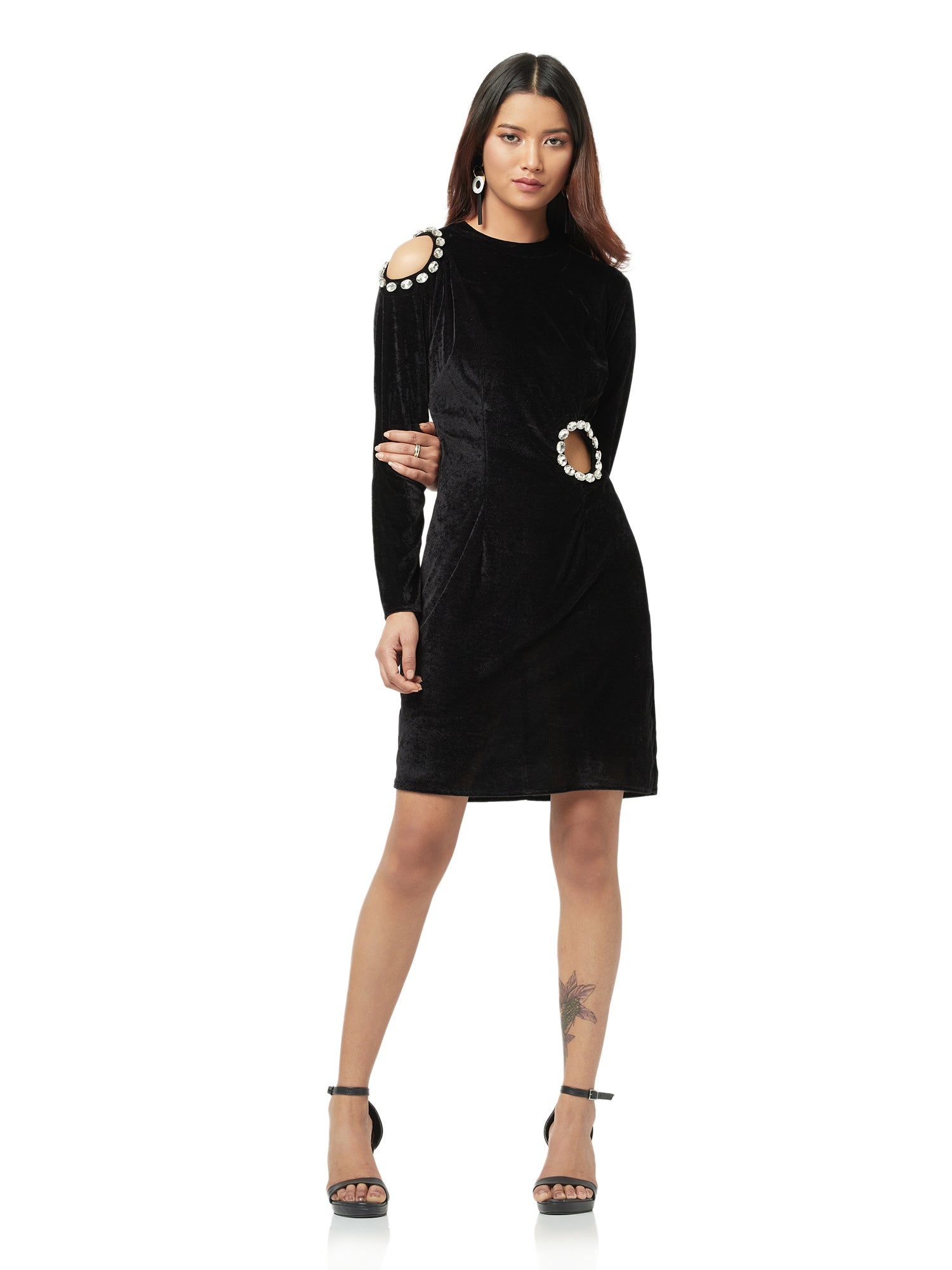 black velvet cut out dress