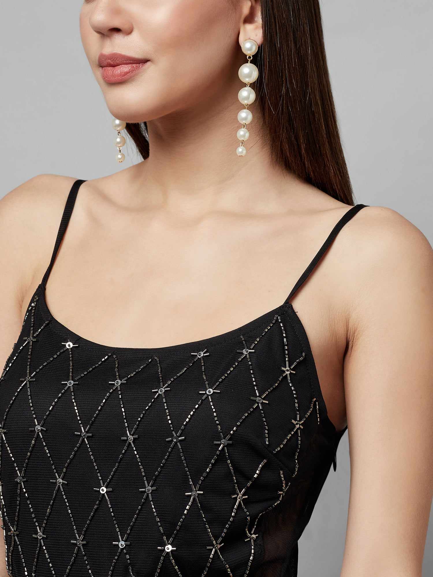 un stoppable beaded slit dress