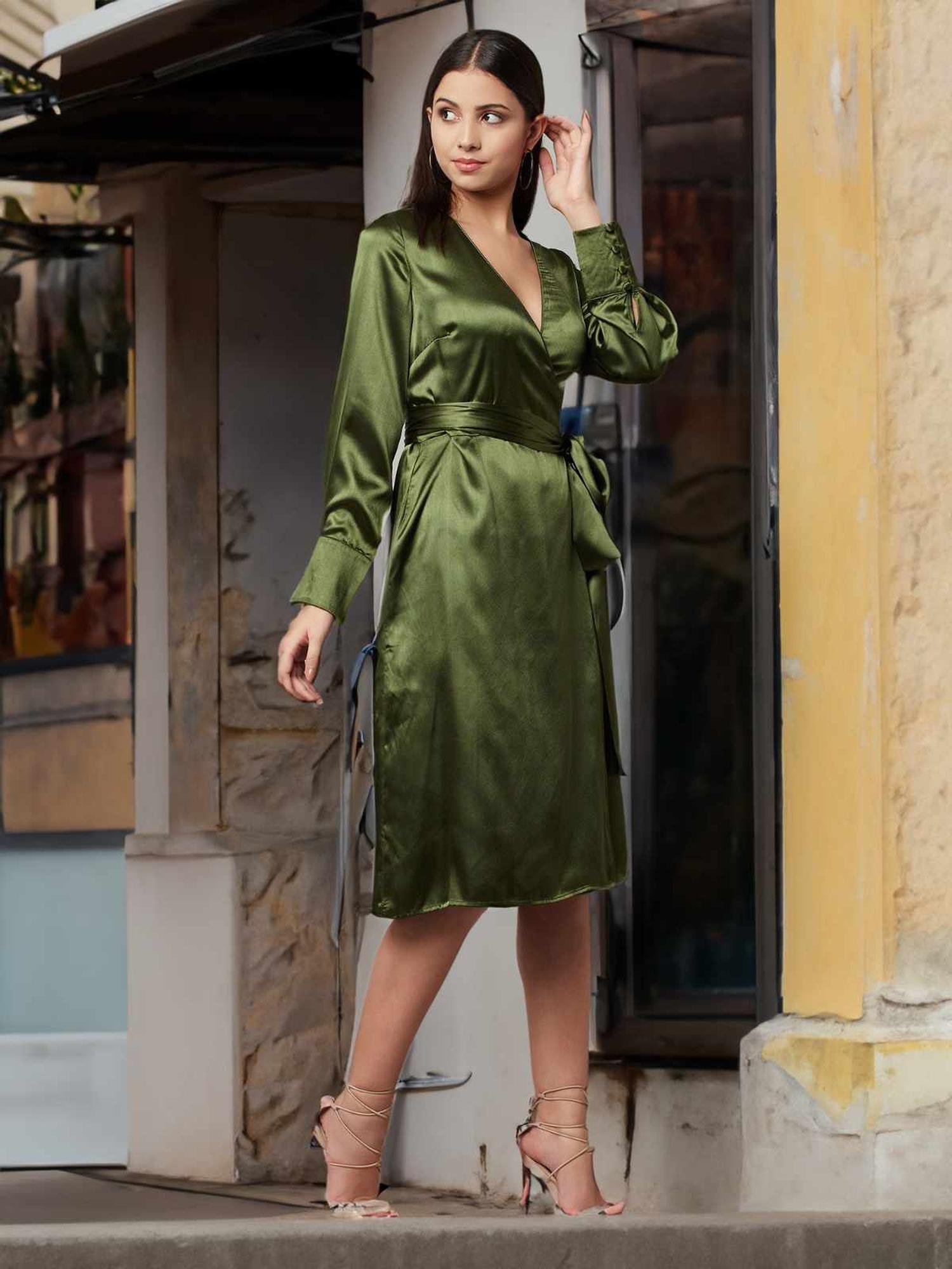 Olive Shade Wrap Dress