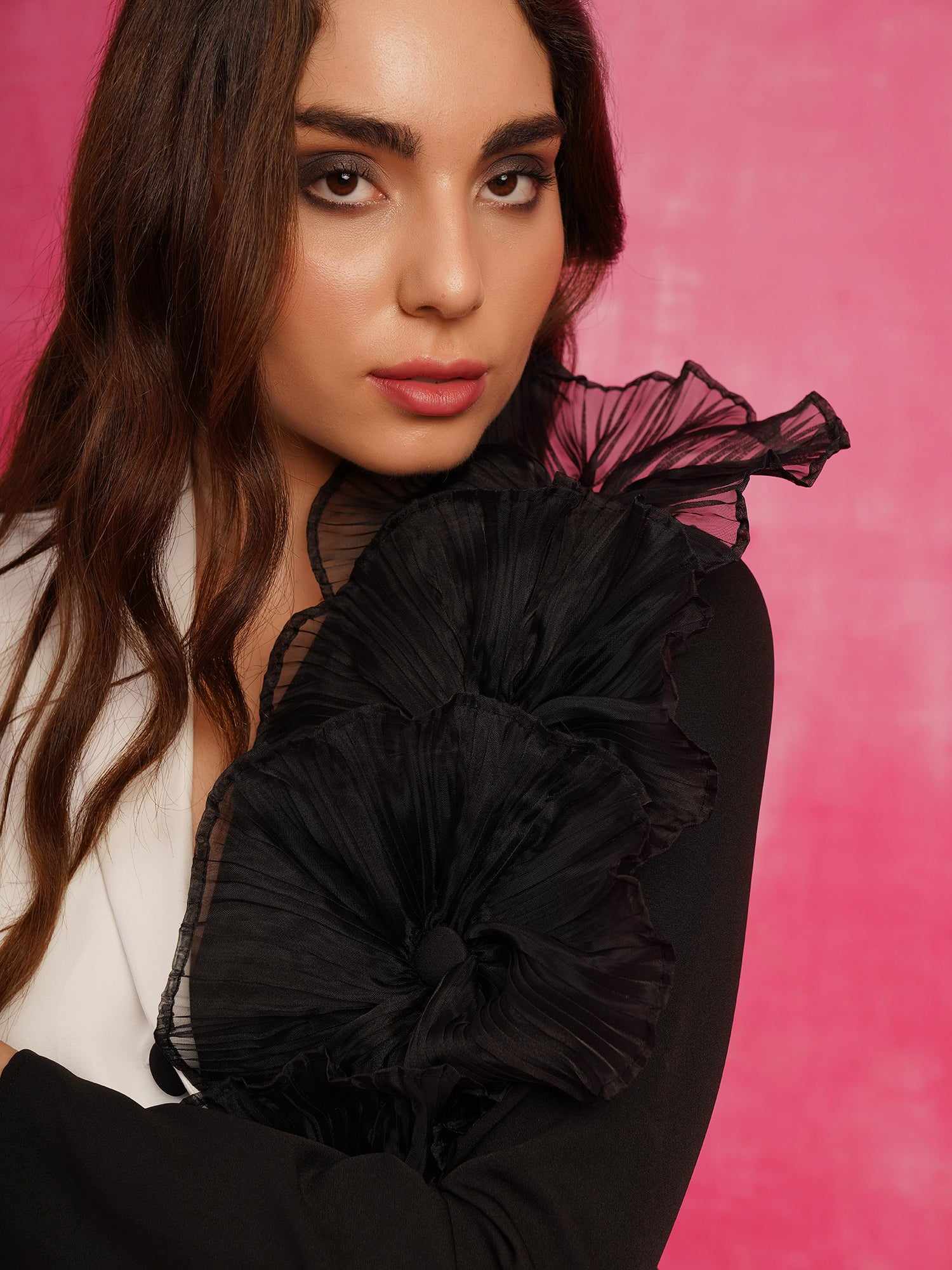 corsage white black blazer dress