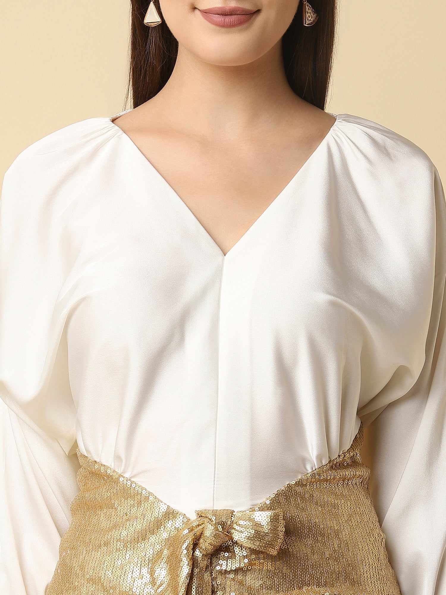 white gold sequins dress