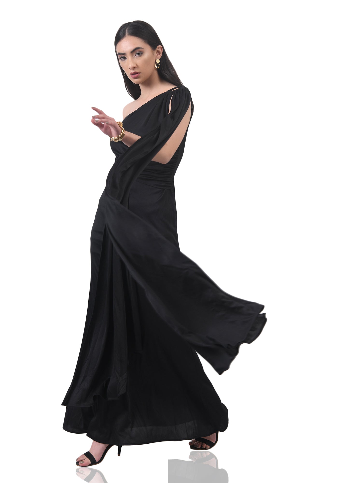 mireille black slit gown