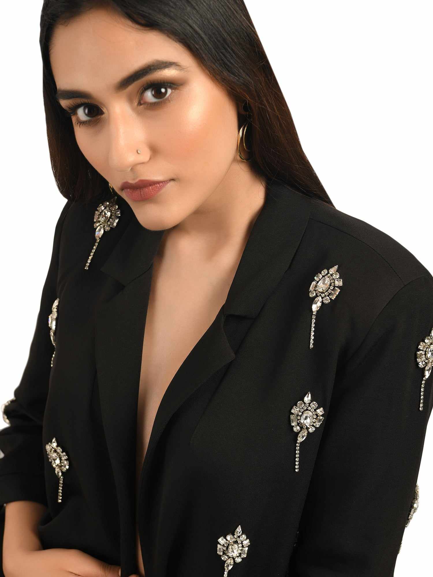 embellished broaches blazer