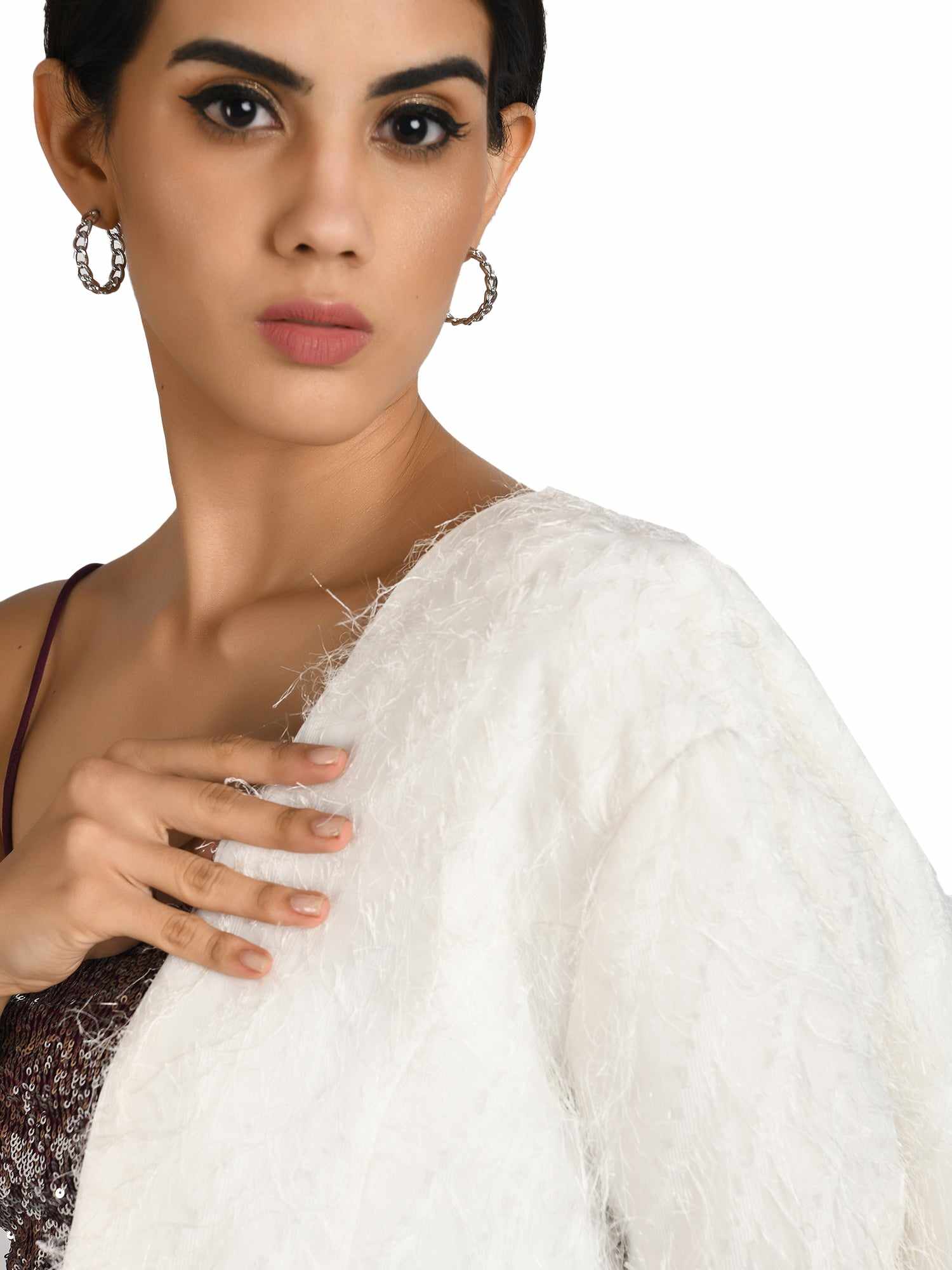 chic white minimal fur jacket