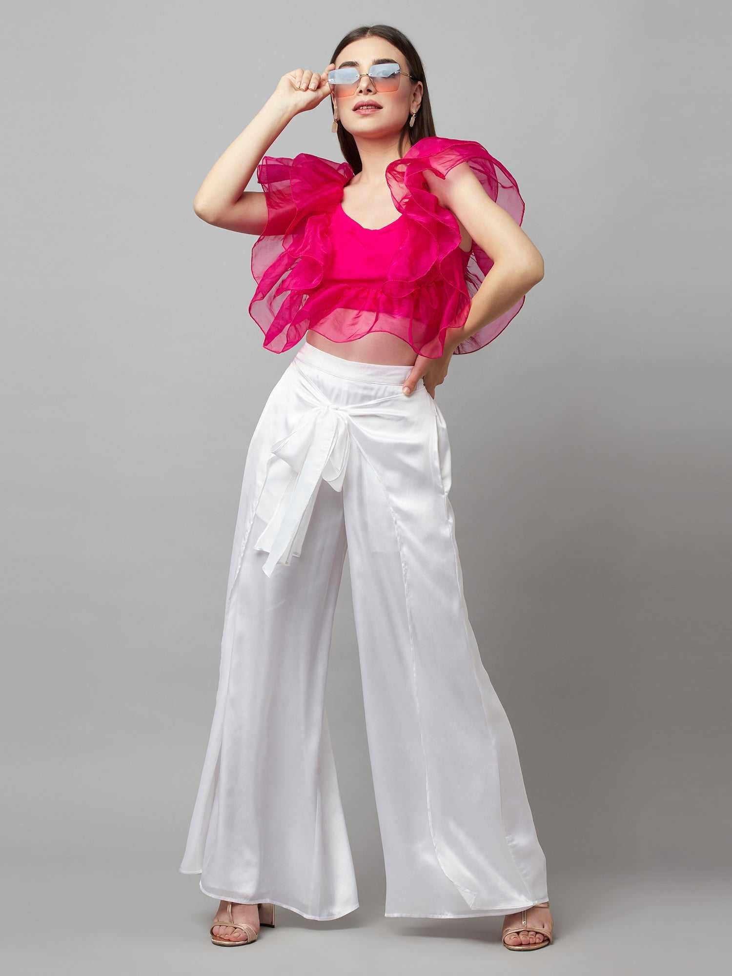 shining white wrap palazzo