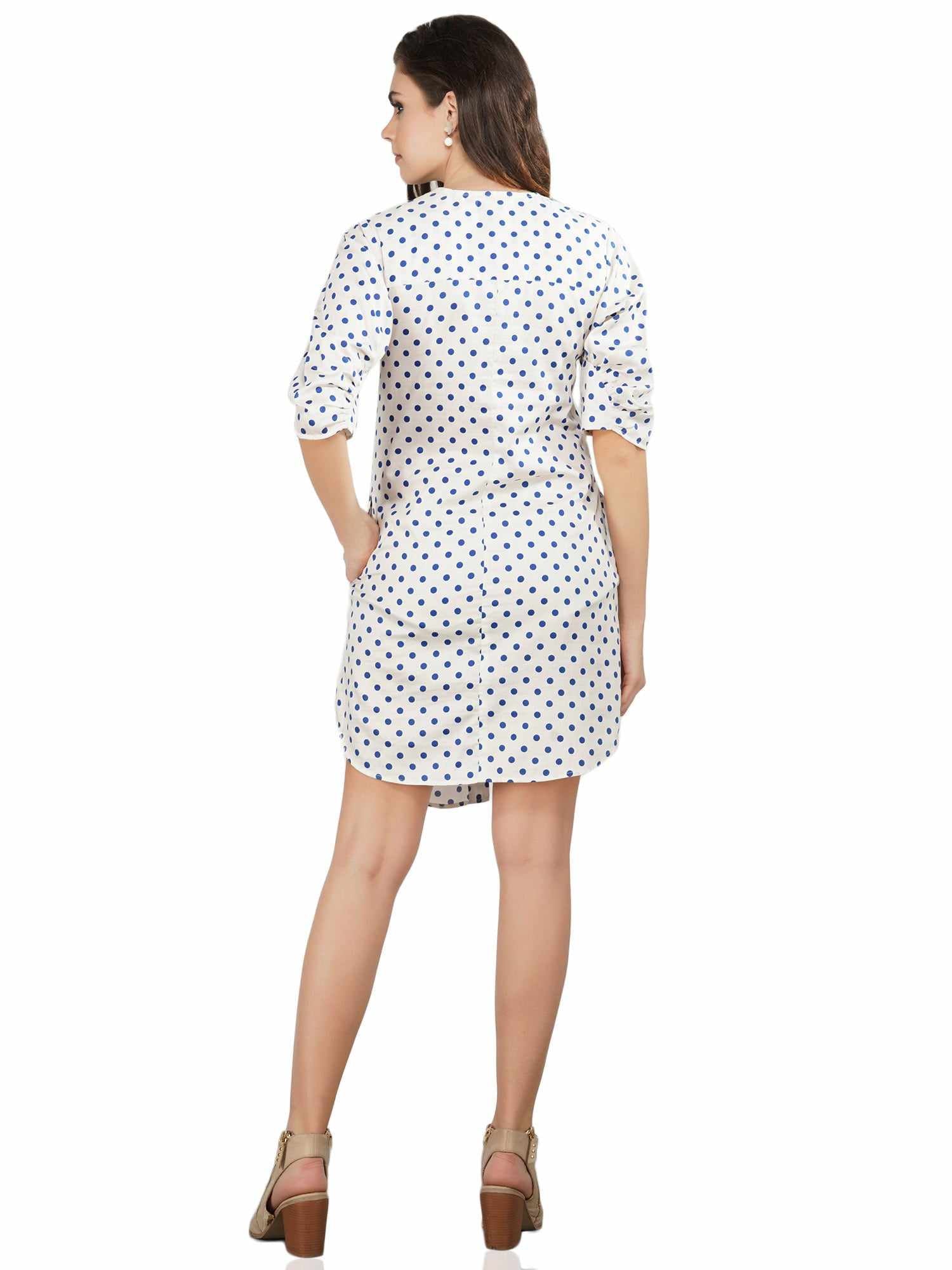 blue polka dots classic dress