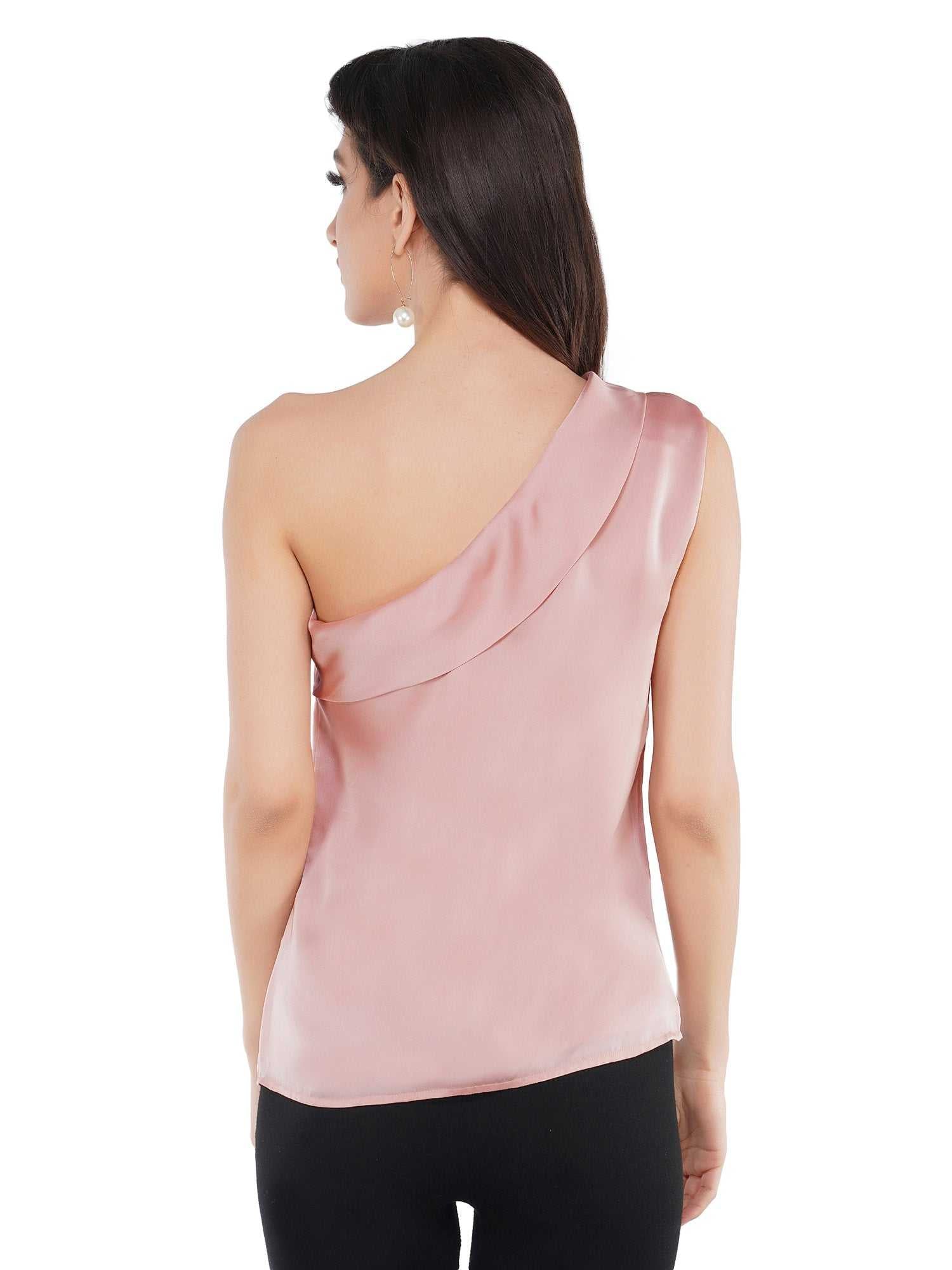 one shoulder rose pink top