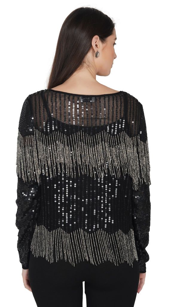 navy blue embroidered top