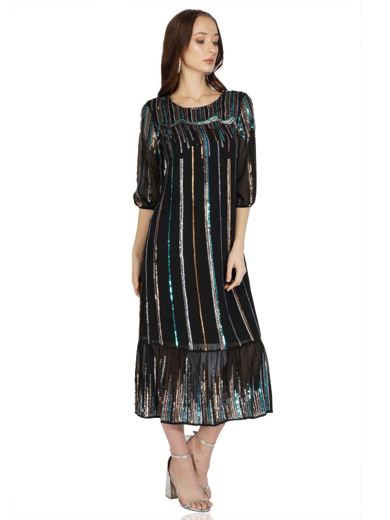sequin stripes midi dresses gurgaon