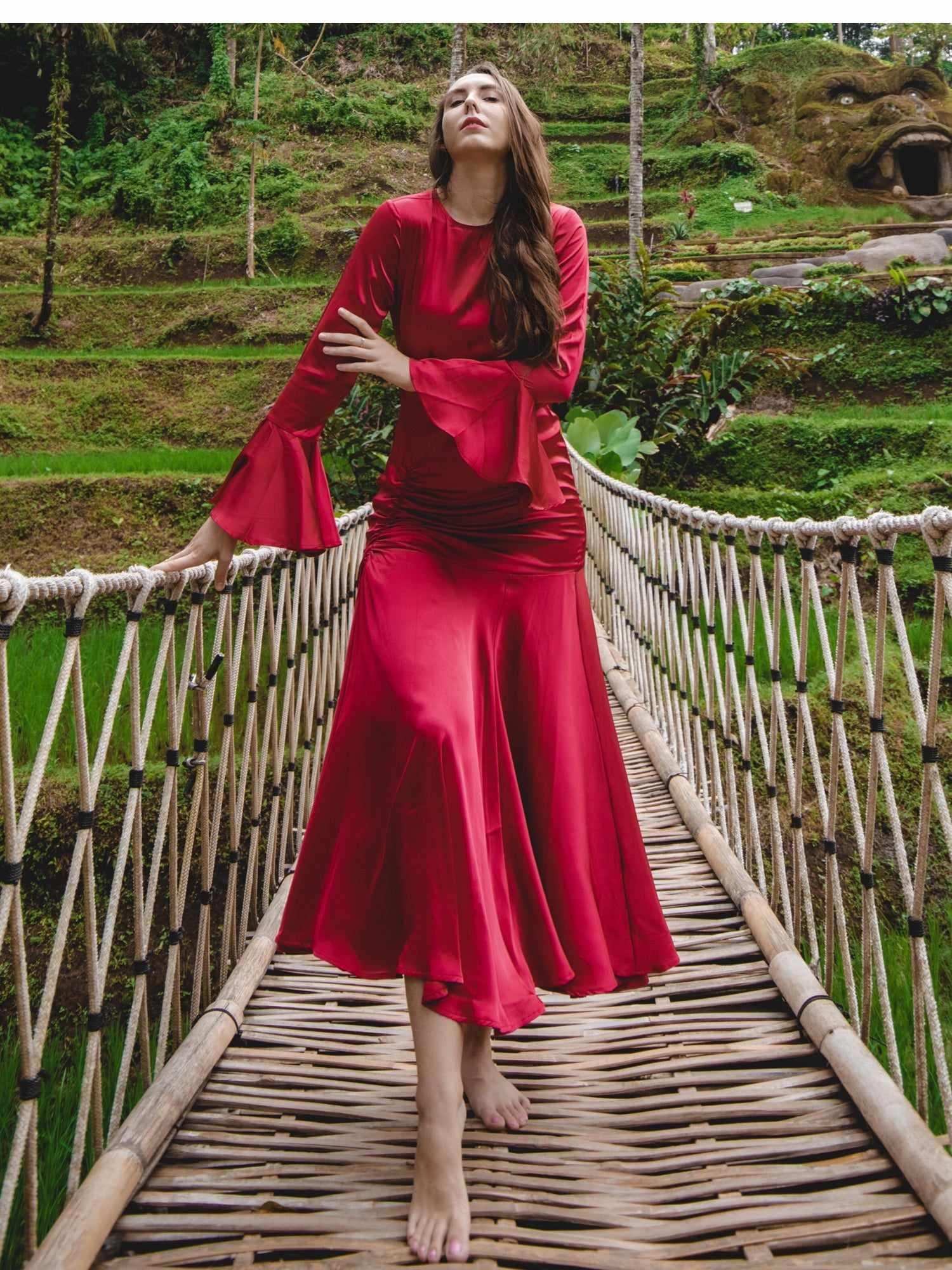 Drama Red Satin Dress