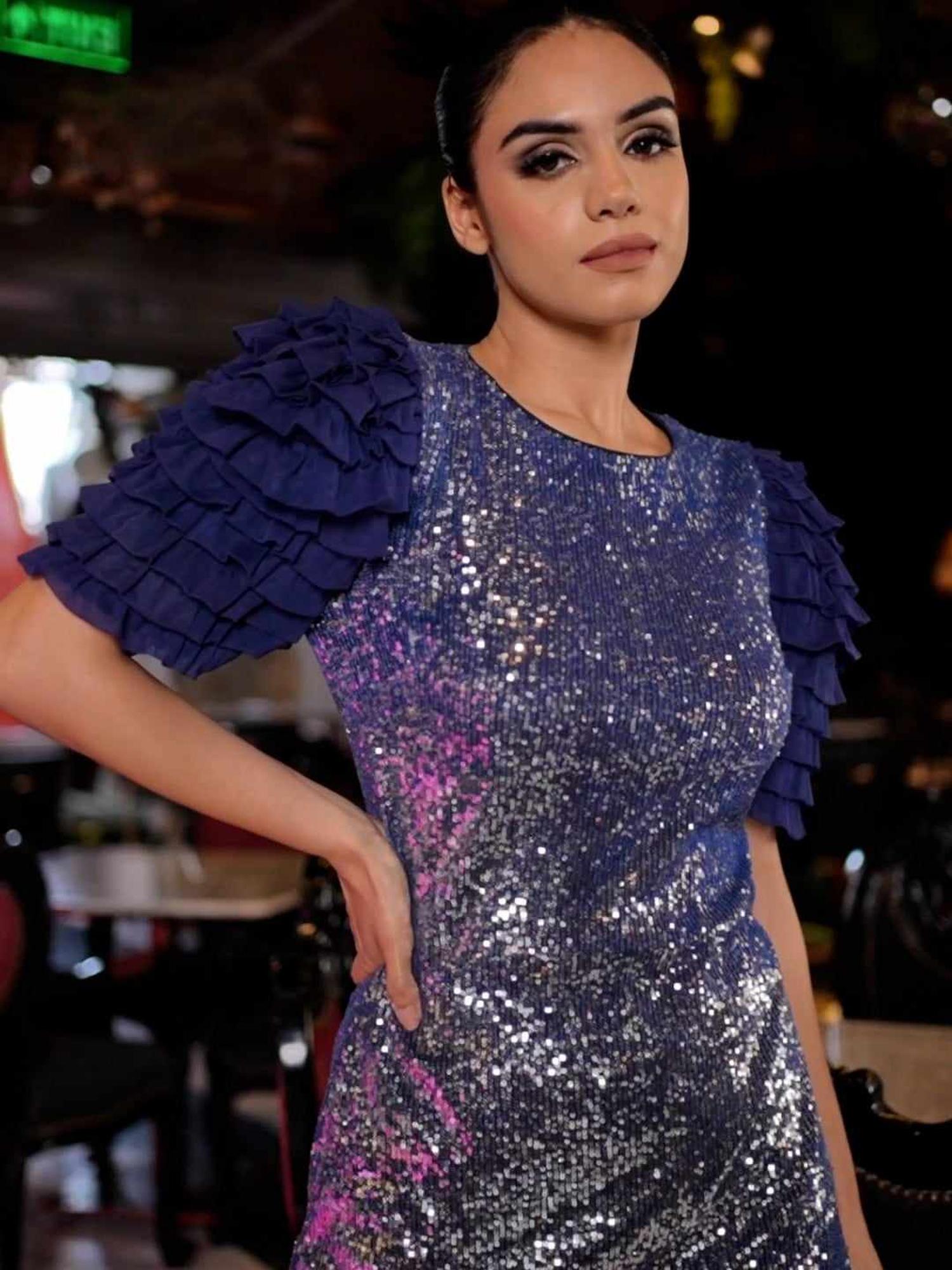 Dramatic Sleeve Ruffle Dress