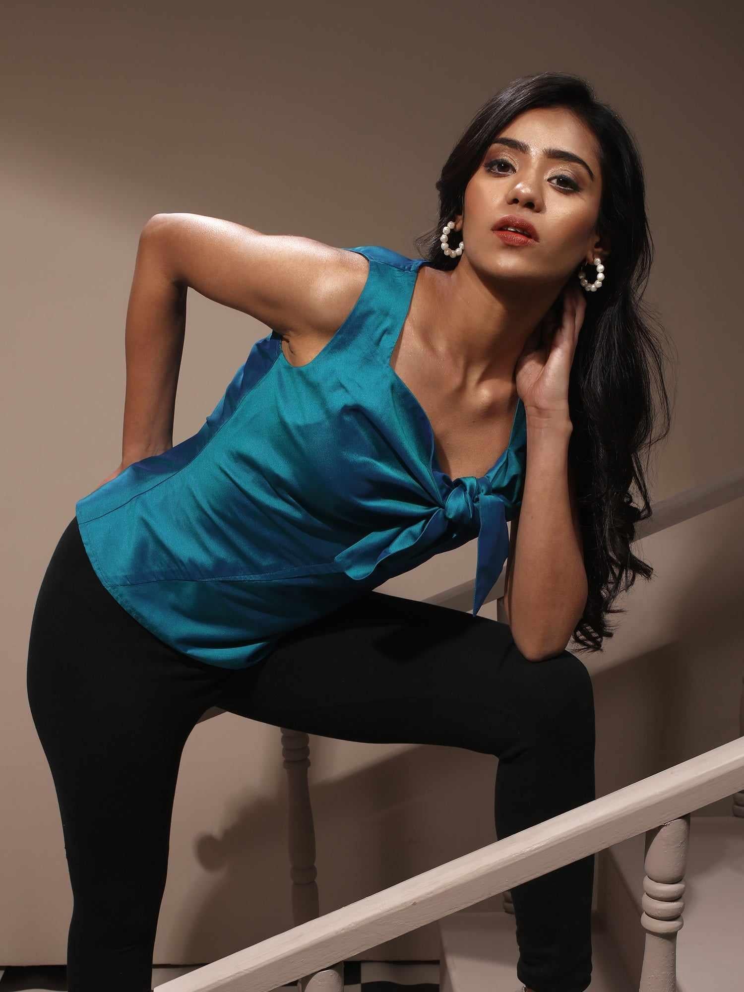 Bowie Knotted Taffeta Top