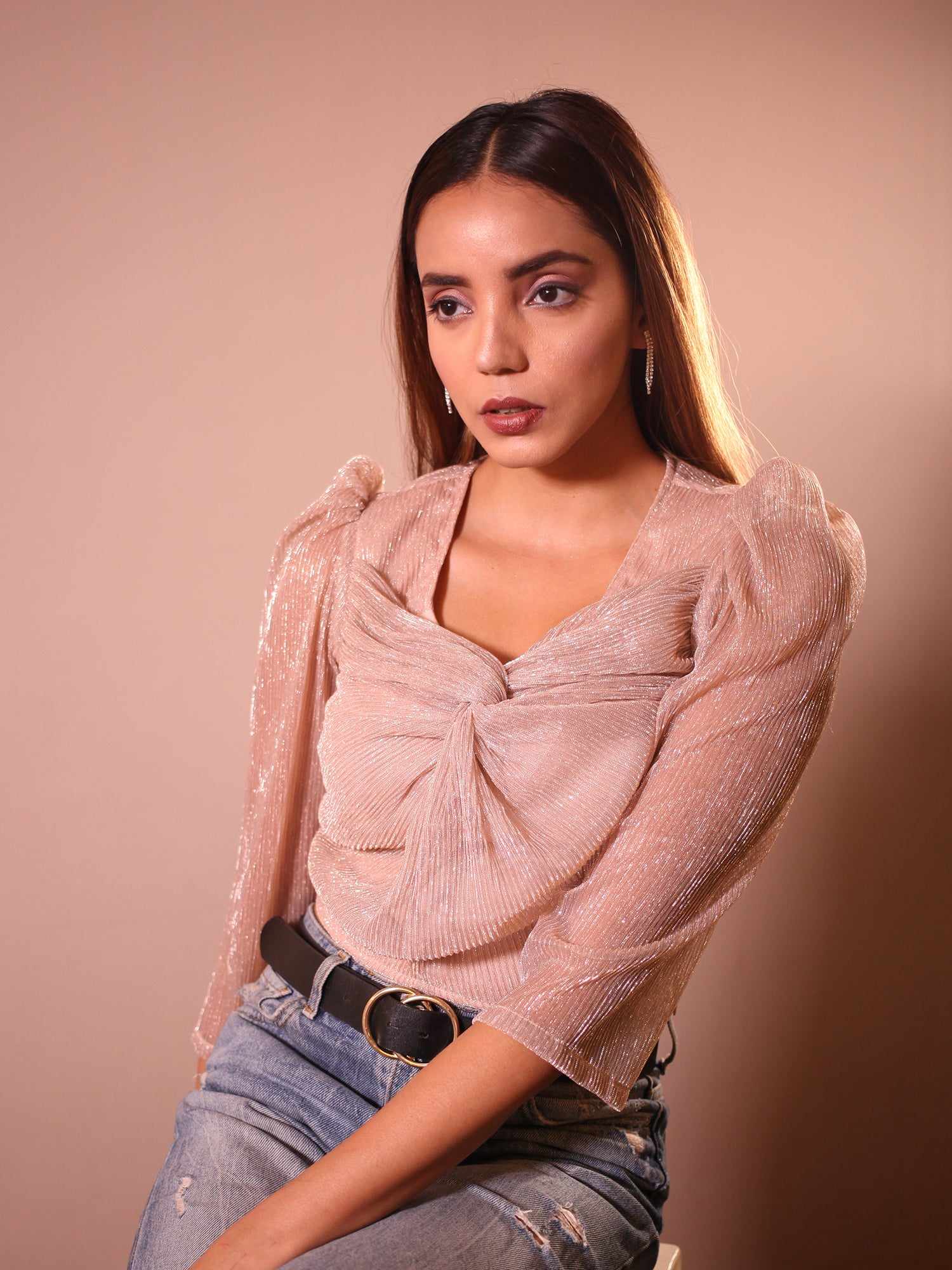 midnight pastel pink twisted top