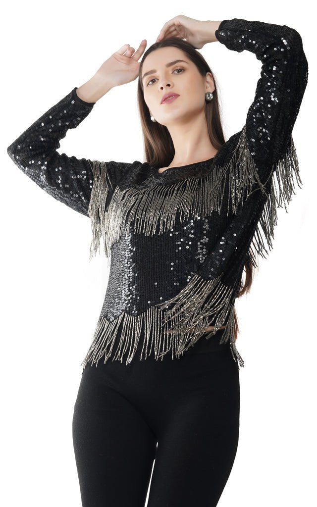 navy blue embroidered top