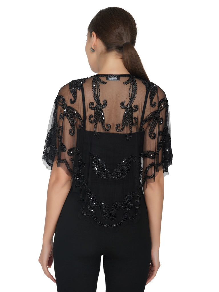 floral design tulle shrug