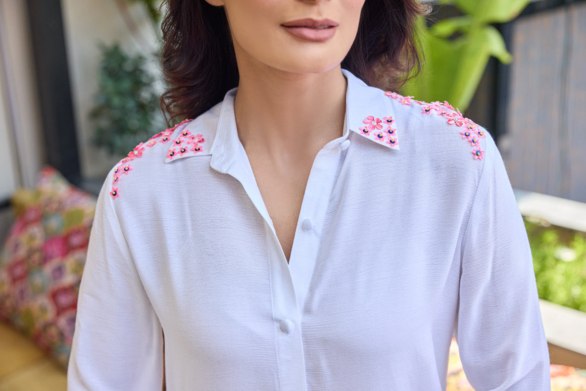 Little Flower Deluxe White Shirt