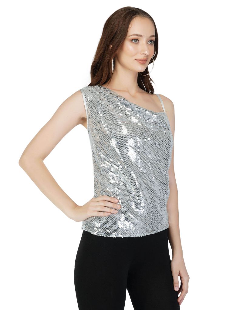asymmetric sequin top