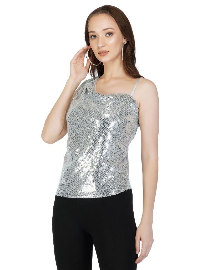 asymmetric sequin top