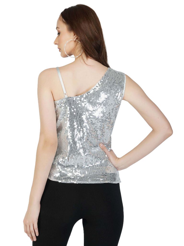 asymmetric sequin top