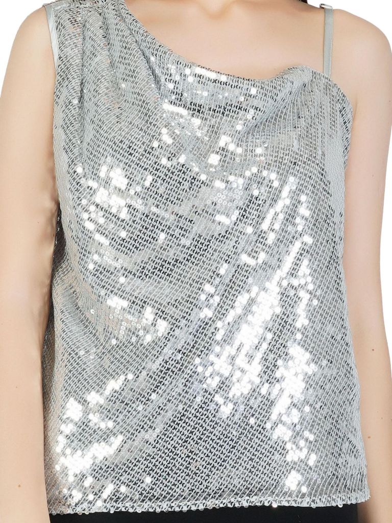 asymmetric sequin top
