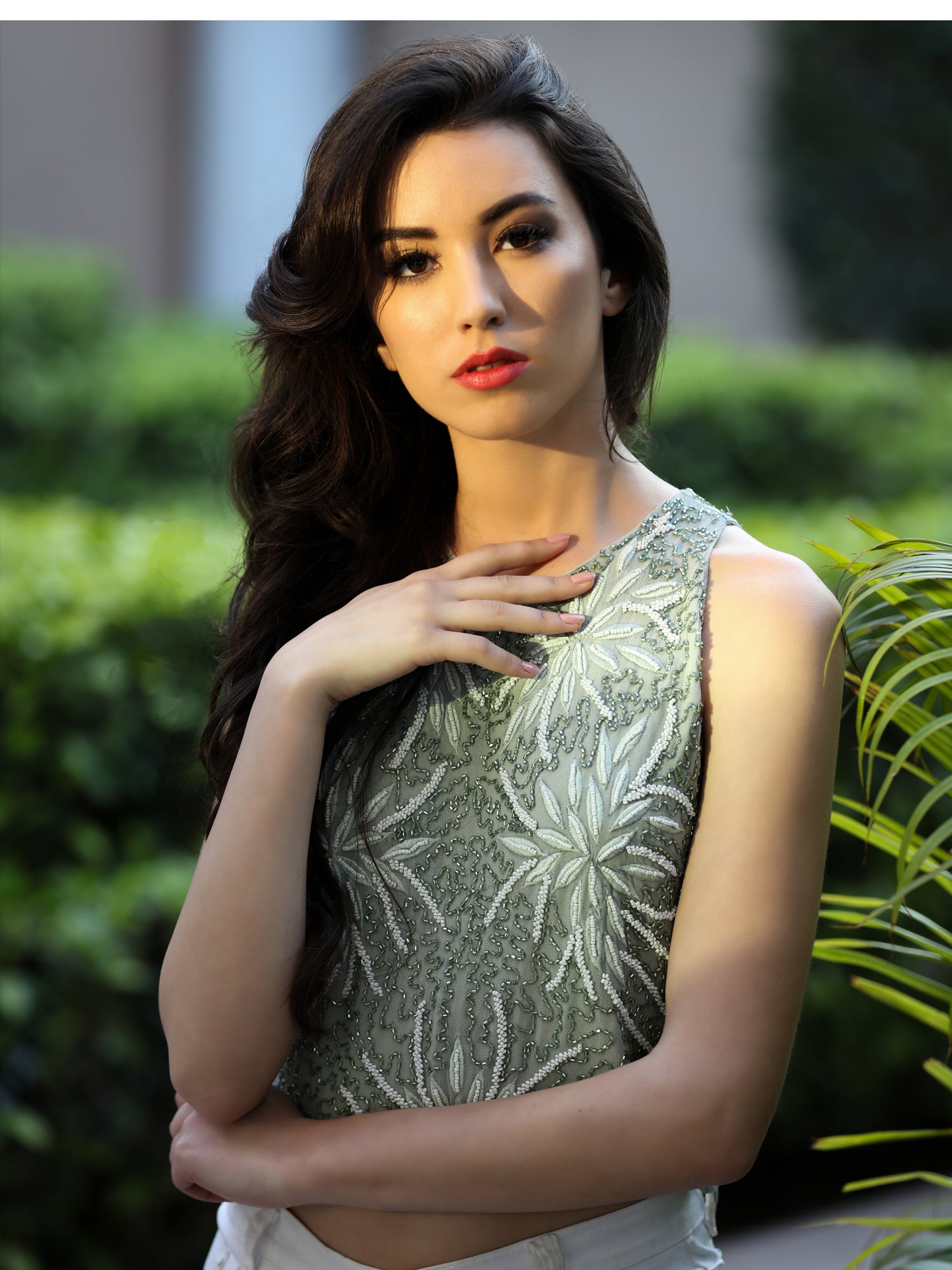 beaded pink sleeveless tank top
