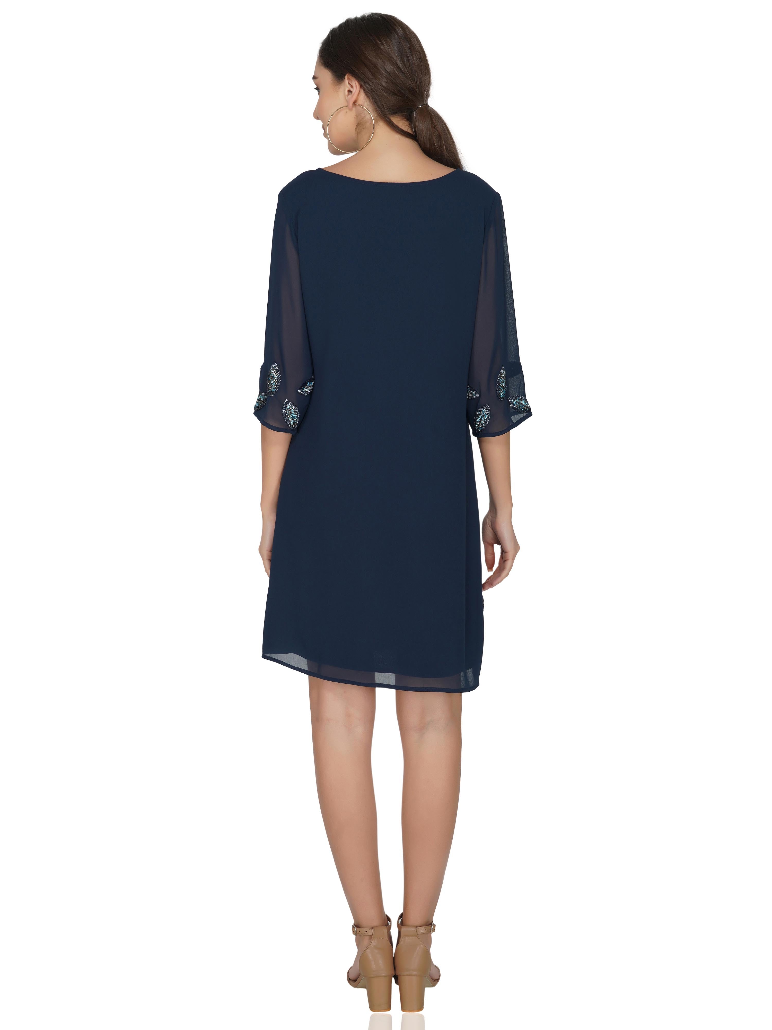 Attic Salt Beaded Leaf Border Dress