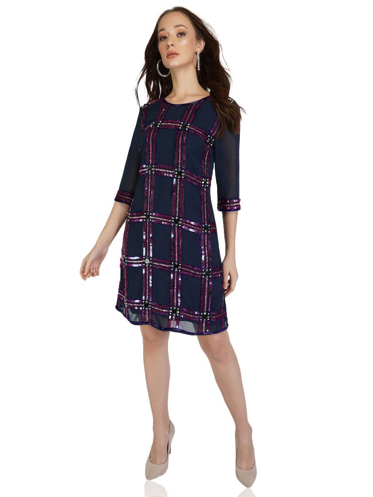 sequin grid dress