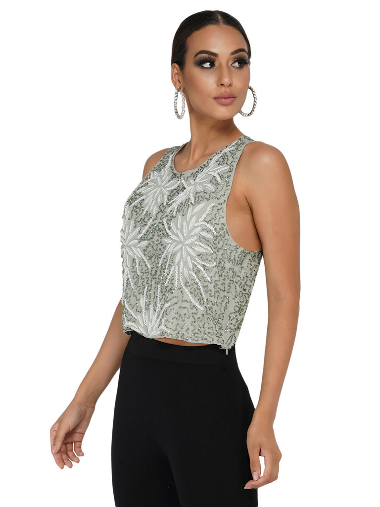 beaded pink sleeveless tank top