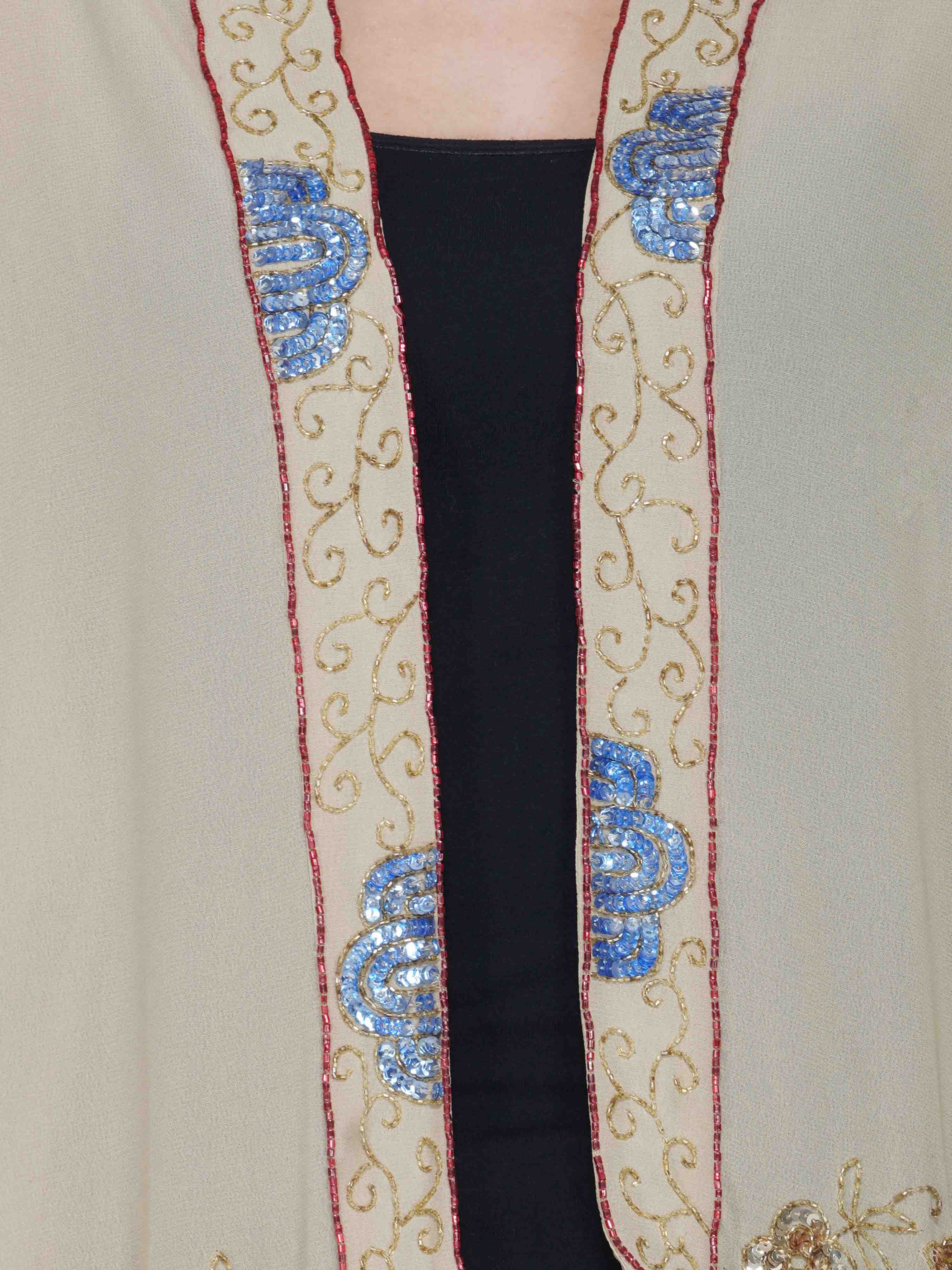 Attic Salt Beige Shrug With Contrast Embroidery