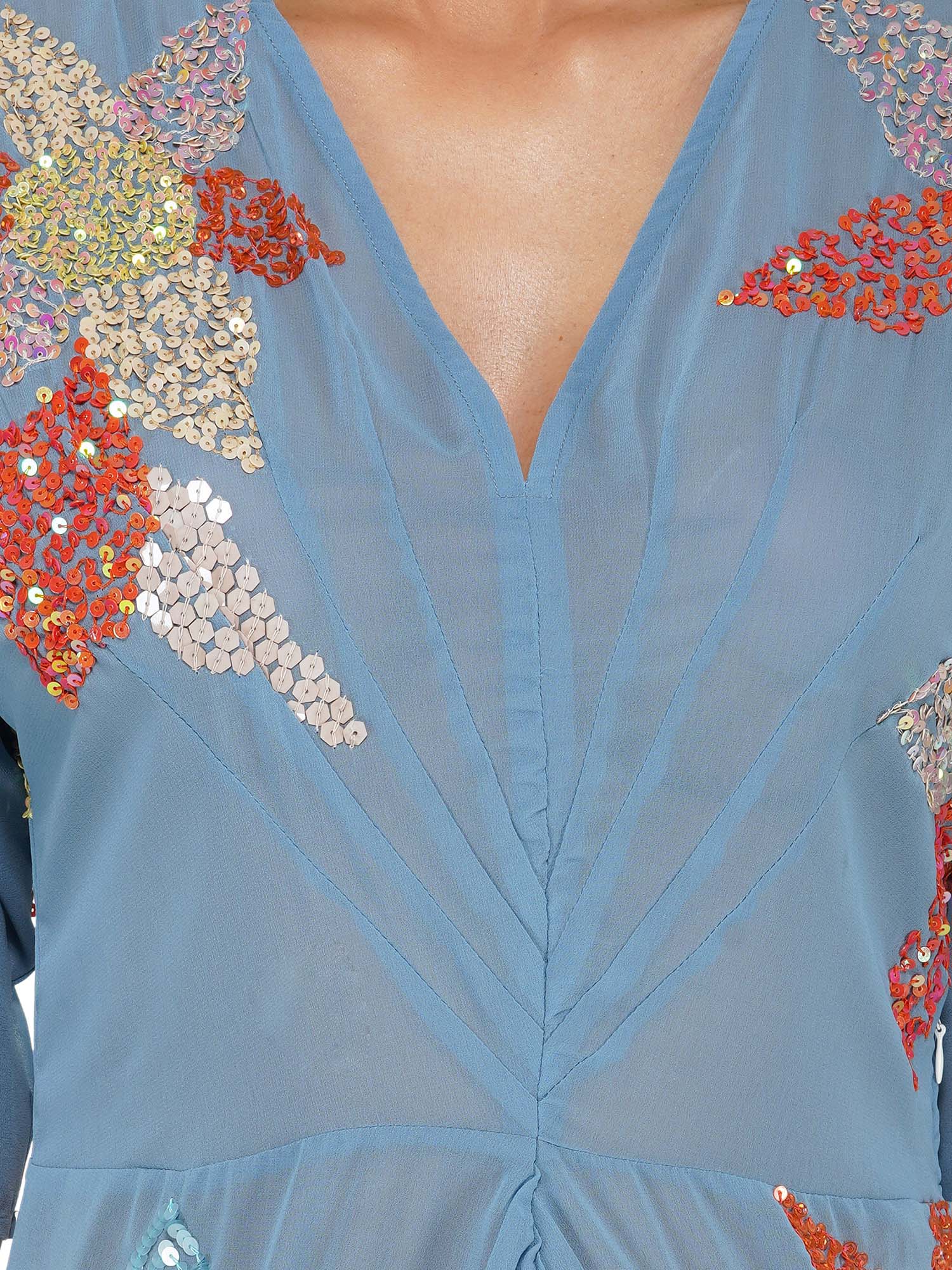 Attic Salt Contrast Flower Embroidery Mini