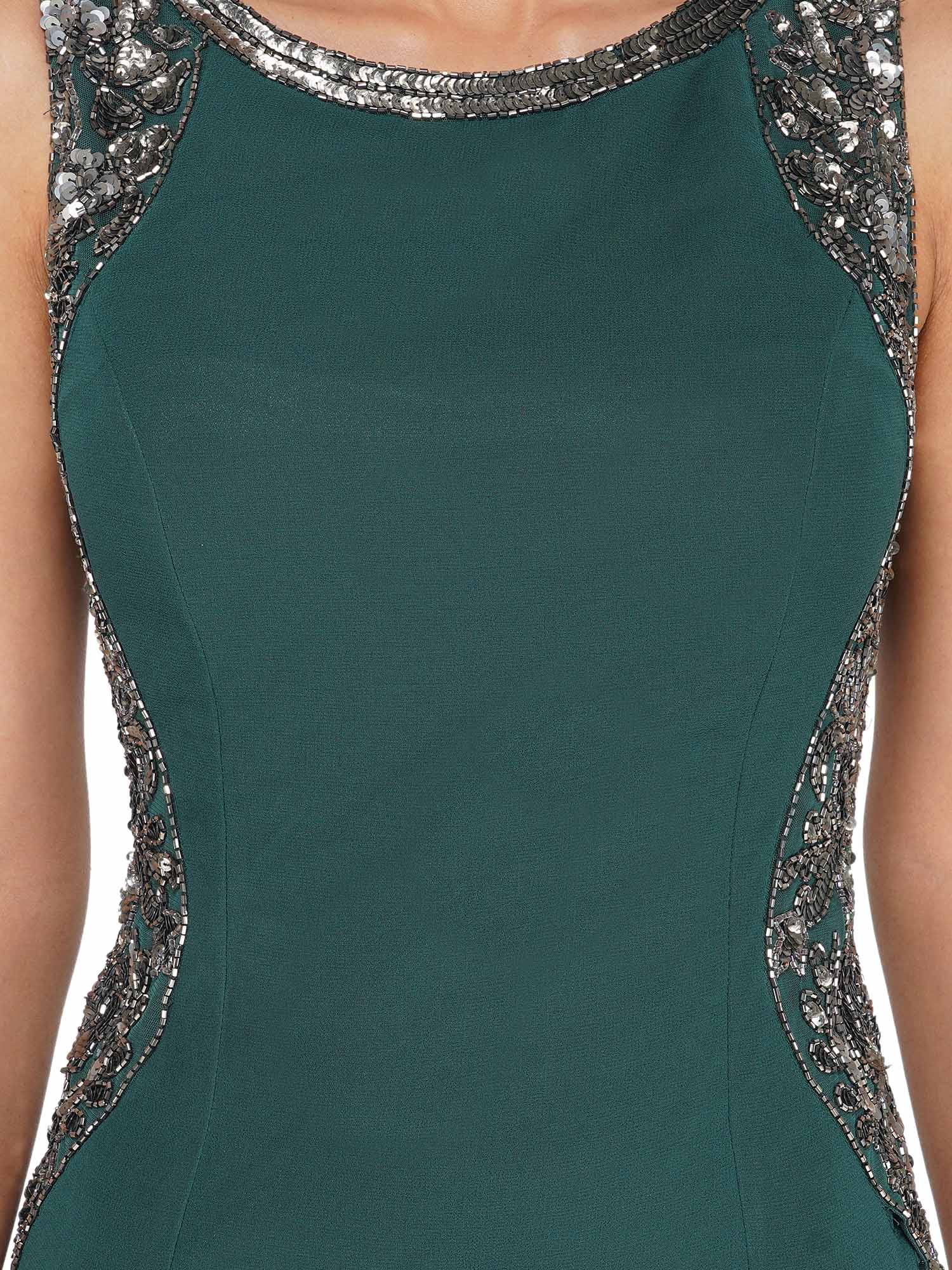 Attic Salt Pine Green Sequins Gown