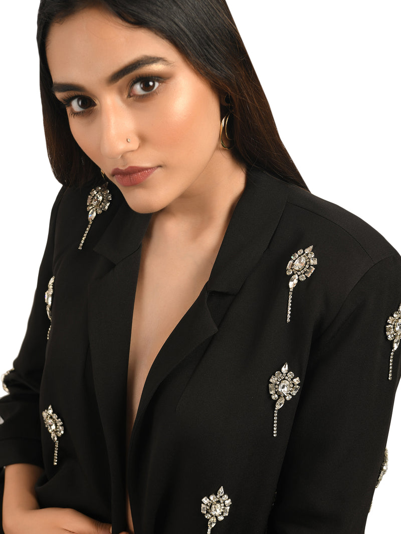 ATTIC CURVES EMBELLISHED BROACHES BLAZER