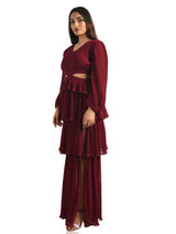 Attic Curves Crepe Pleated Maxi Dress