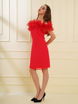 Attic Curves Scarlet Pleated Ruffle Dress
