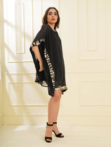 Attic Curves Dual Tone Sequins Cape Dress