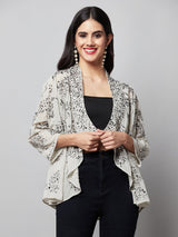 Attic Curves Pale Grey Shrug With Sequin Work