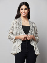 Pale Grey Shrug With Sequin Work