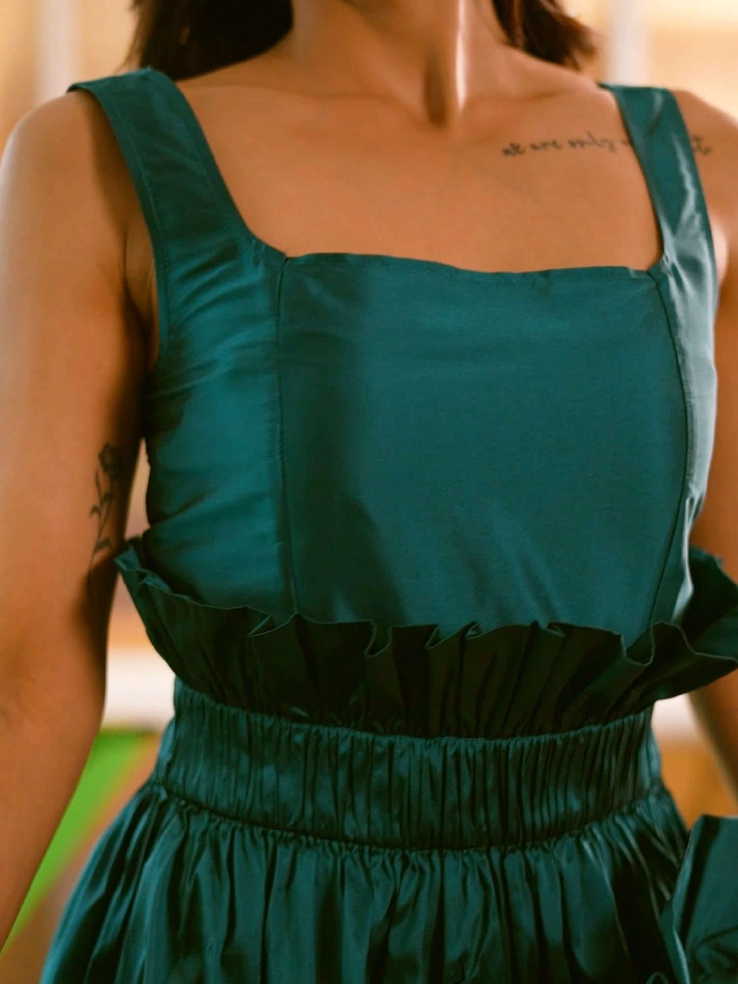Drmatic Teal Taffeta Dress