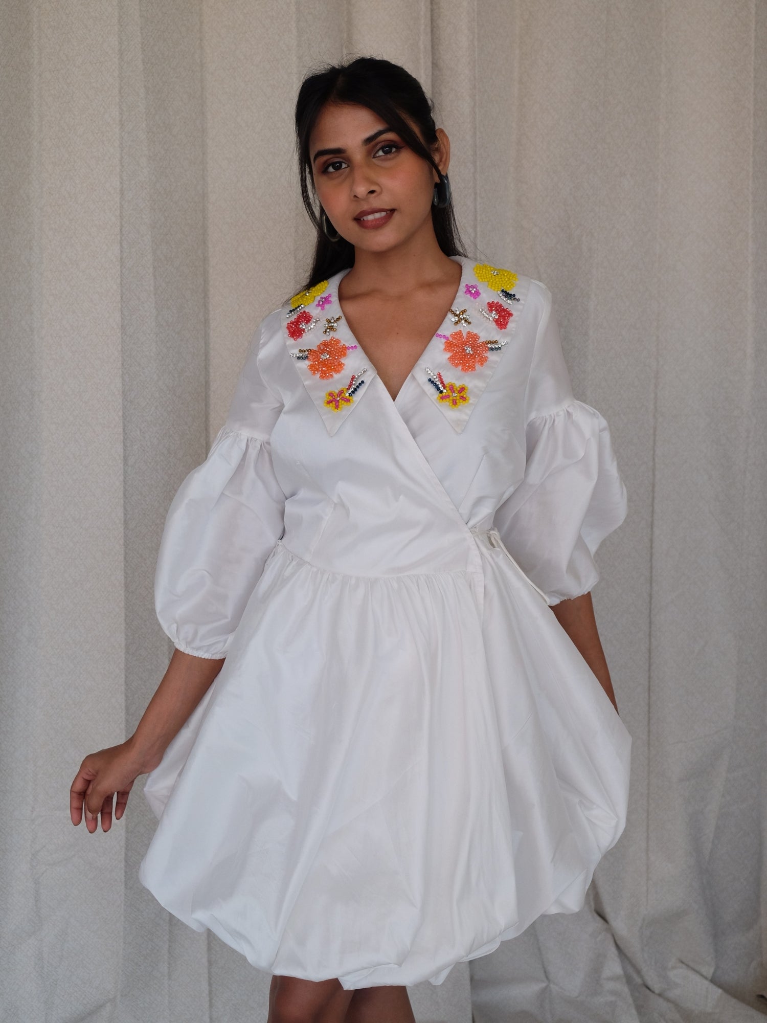 Multi-Color White Flouncy Dress