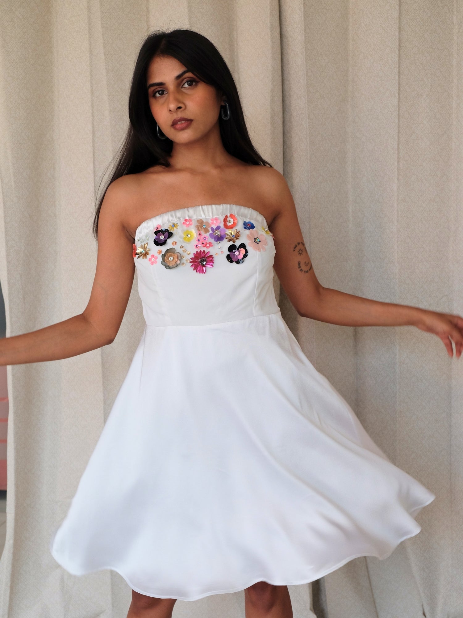 Multi-Color White Tube Dress