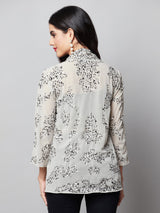 Attic Curves Pale Grey Shrug With Sequin Work